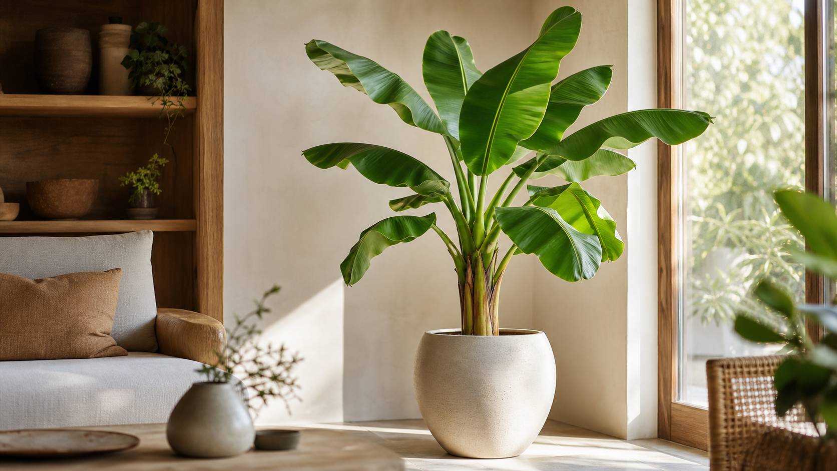 Bananier en pot plantation entretien intérieur lumineux déco végétale salon plante verte