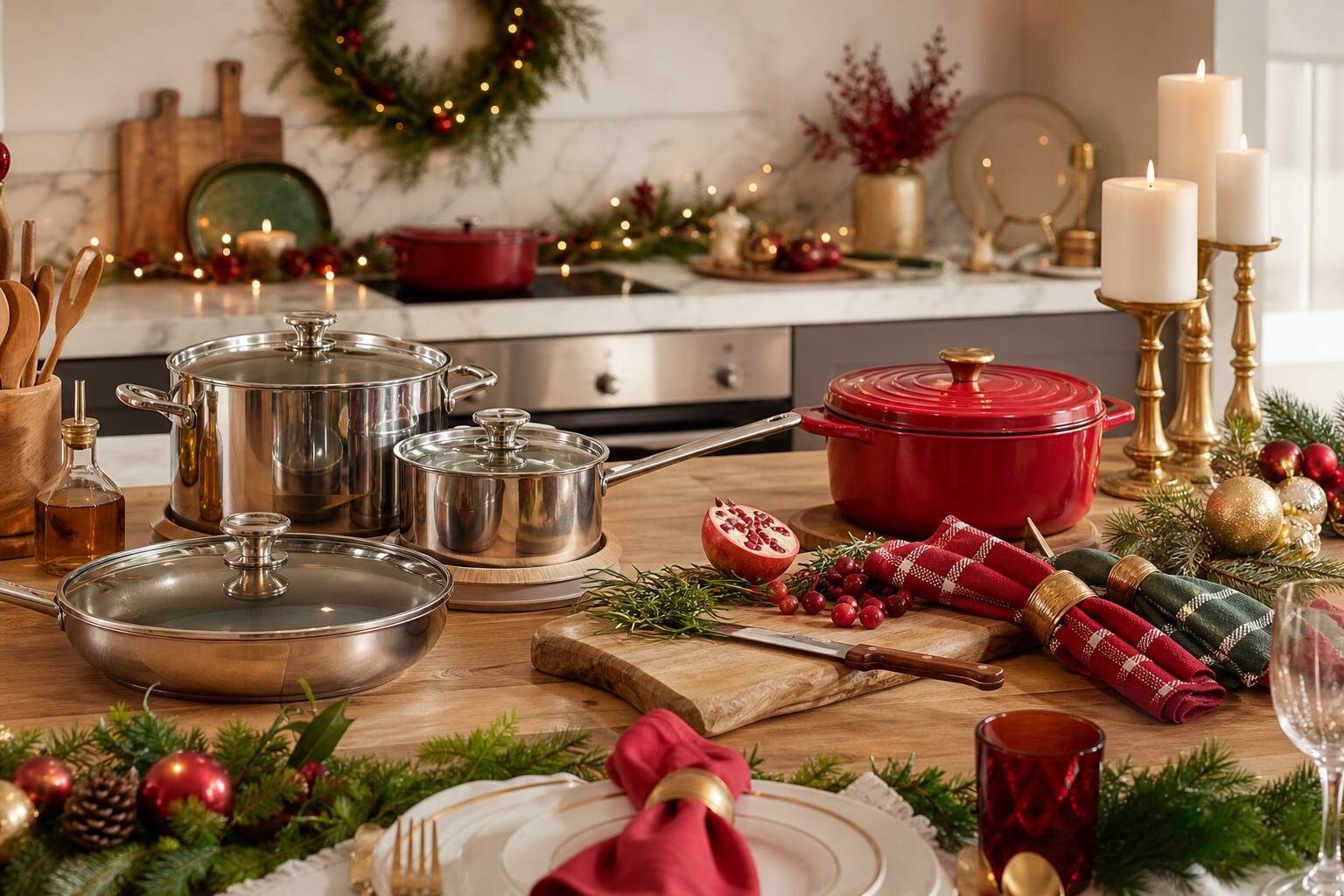 Ustensiles de cuisine et arts de la table Carrefour Noël 2025, ambiance festive et chaleureuse