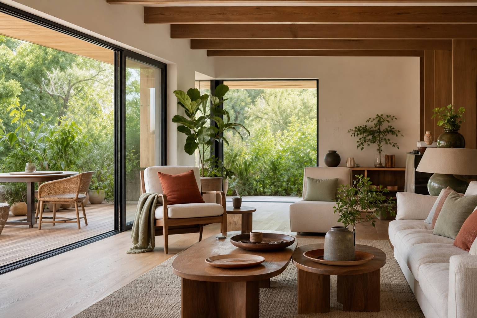 Extension moderne avec baies vitrées coulissantes, salon lumineux ouvert sur le jardin