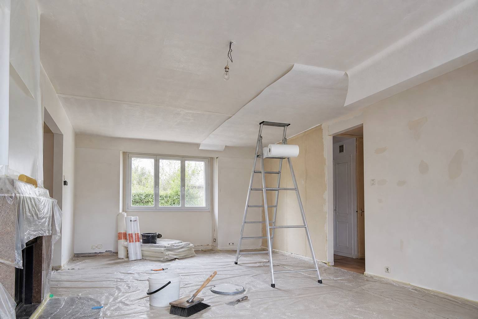 Pose de toile de verre au plafond - guide pratique et outillage