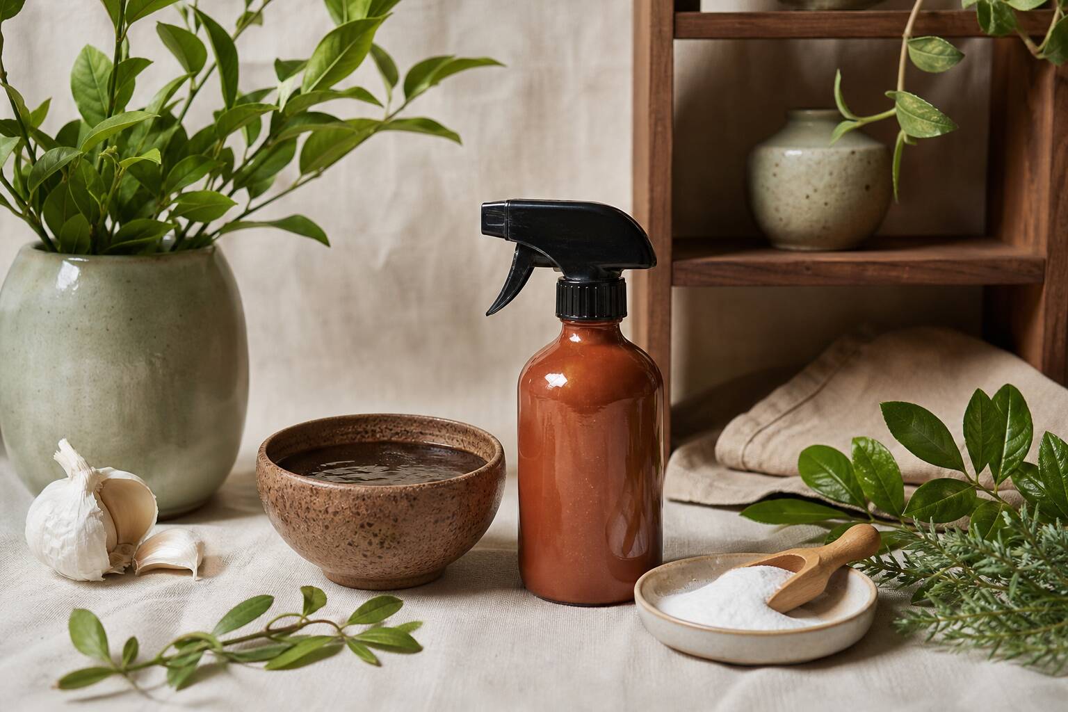 Ingrédients naturels ail savon noir bicarbonate plantes recette insecticide maison DIY déco