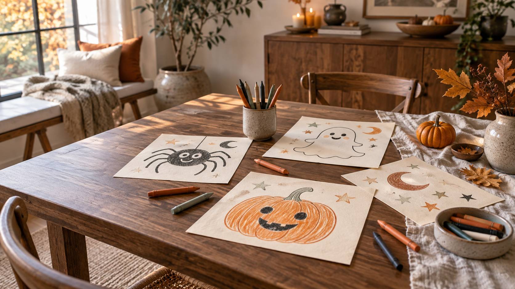 Illustration éditoriale du sujet : Dessins d'Halloween Simples et Amusants à Réaliser en Famille
