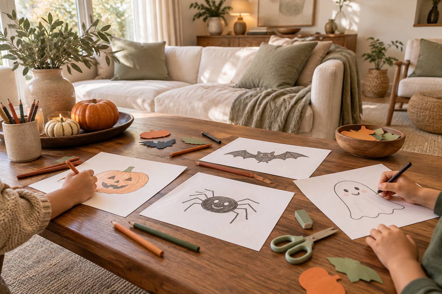 Illustration éditoriale du sujet : Dessins d'Halloween Simples et Amusants à Réaliser en Famille