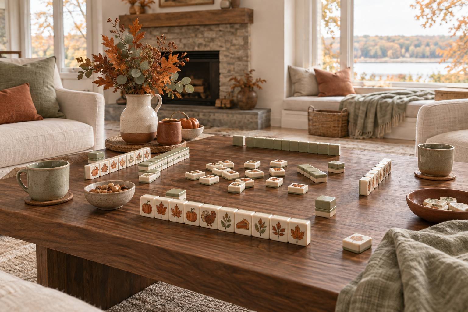Illustration éditoriale du sujet : Le Mahjong de Thanksgiving : Une tradition ludique et conviviale