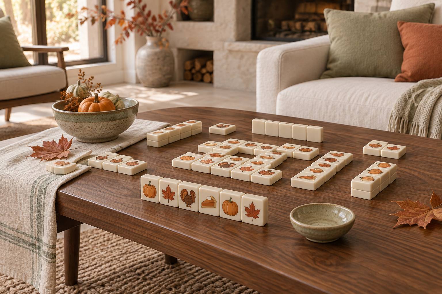 Illustration éditoriale du sujet : Le Mahjong de Thanksgiving : Une tradition ludique et conviviale