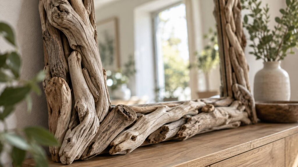 Plan de détail illustrant le sujet de l'article : Miroirs en bois flotté : 20 inspirations pour une déco naturelle et éc